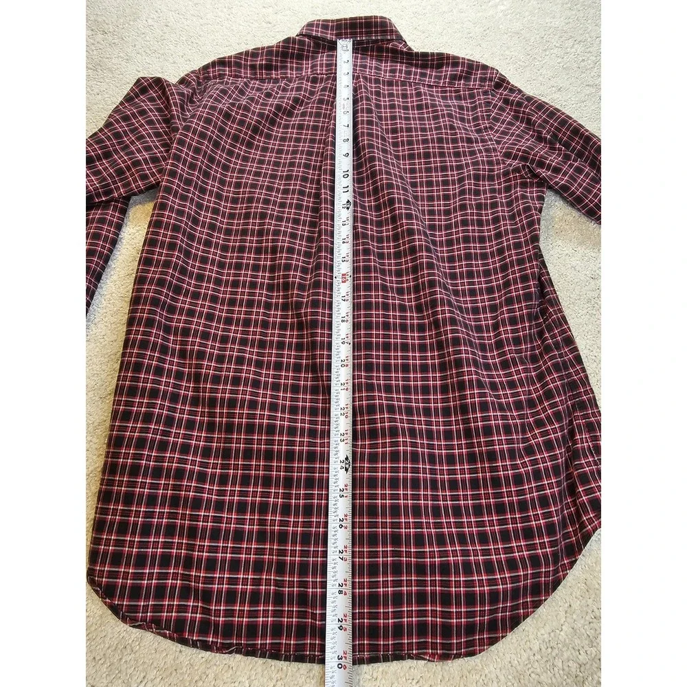 Polo Ralph Lauren Red Plaid‎ Button Down Shirt Men's Medium 100% Cotton Classic